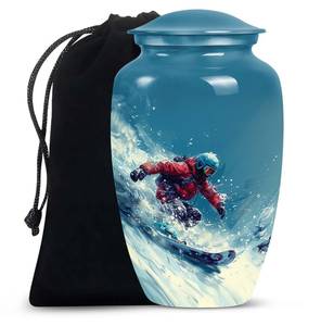 Urna conmemorativa de deportes de aventura para cenizas humanas Metal para adultos Urna funeraria deportiva de cremación funeraria personalizada - Product Image 4