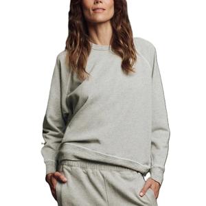 Vente directe d'usine Sweat-shirt pour femme en coton 100% uni Col rond Manches longues Polaire avec broderie de logo personnalisée - Product Image 4