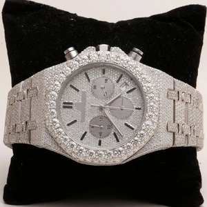 Montre-bracelet pour homme de marque haut de gamme en acier inoxydable Hip Hop 40 mm Verre Pointeur Entièrement sertie de diamants Moissanite Style antique tendance - Product Image 2