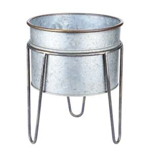 Personalización de metal galvanizado moderno y decorativo con maceta con soporte para decoración de hogar y jardín - Product Image 1