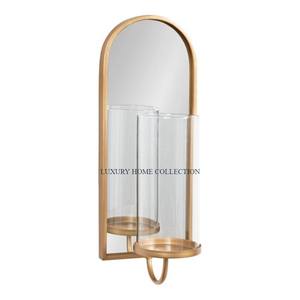 สโคนติดผนังสีทองที่มีฝาปิดแก้วอุปกรณ์เสริมฟ้าผ่าสำหรับตกแต่งทางเข้าเชิงเทียน - Product Image 1