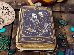 Journal Vintage en cuir pour amoureux de crâne, bord de décalcomanie Antique, livre de magie, livre d'ombres, Journal Wiccan - Product Image 2