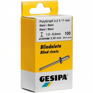 GESIPA Kit de 100 rivets aveugles PolyGrip 3,2 x 11 mm en acier/acier pour l'artisanat et les loisirs - Product Image 3