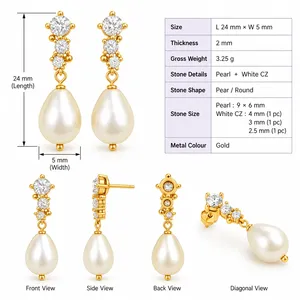 Pendientes de Perlas con Diamantes - Product Image 6