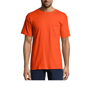 Camiseta de Algodón Orgánico Lisa de Gran Tamaño para Hombre, de Alta Calidad, con Bolsillo, Precio al por Mayor - Product Image 5