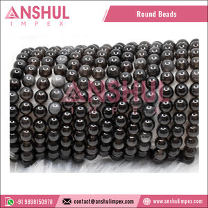 Cuentas Redondas Sueltas de Obsidiana Natural con Acabado Liso y Brillo Plateado de Primera Calidad, 10MM, Fabricante - Product Image 6