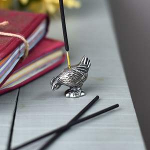 Porte-bâton d'encens de poule en laiton argenté fabriqué à la main en gros pour la décoration de la chambre Pooja VIH-80-cadeau - Product Image 2