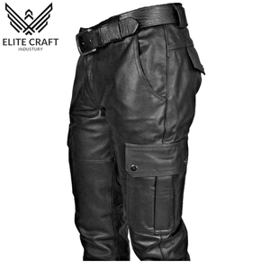 กางเกงหนังผู้ชายทรงตรงเอวสูงมีซิปเสื้อผ้าลำลองสีพื้นดีไซน์ใหม่ออกแบบโลโก้ได้ตามต้องการ - Product Image 3