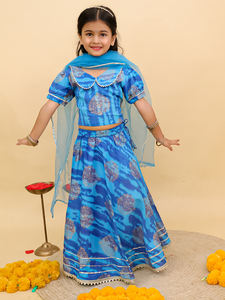 Diseñador Impreso Pure Cotton party Wear y Festival lehengas Choli con dupatta, Garba Choli Para niñas - Product Image 4