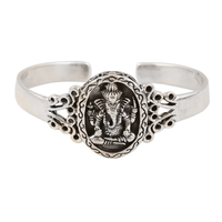 Bracelet manchette en argent sterling 925 avec motif Ganesha, fait à la main, bijoux bohèmes, article cadeau, bracelet de mode unique à prix de gros
