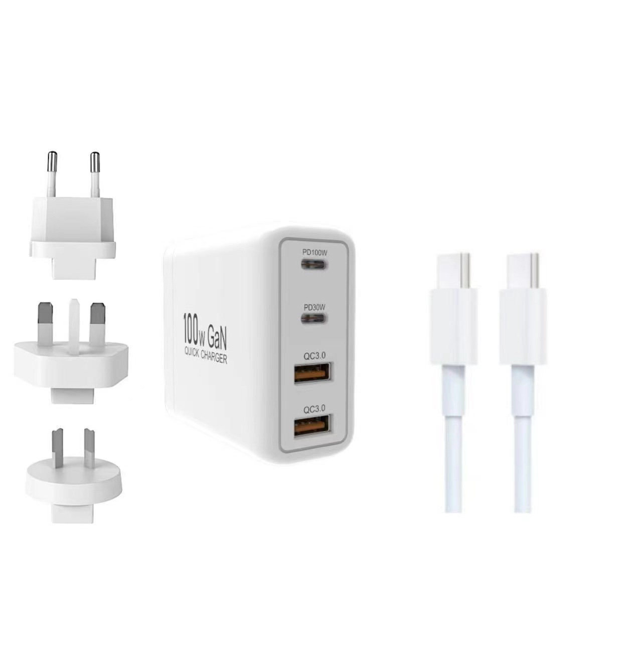Prise US 100W 2C+2A + Prise EU/UK/AU + Câble C vers C 100W Emark