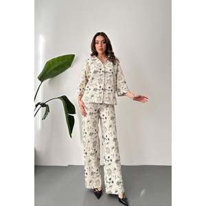 Beige Embroidered <b>Linen</b> Set - Beige - Product Image 2