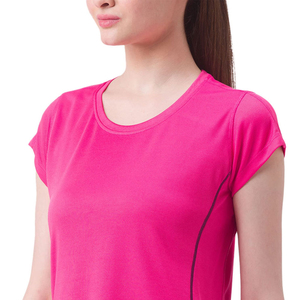 Por encargo liso 100% poliéster de alta calidad elegante cuello redondo camisetas de manga corta para mujer Camisetas para la venta - Product Image 4