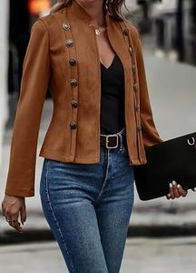 Chaqueta de Cuero de Gamuza para Mujer, Nueva Moda 2025, Doble Botonadura, Otoño/Invierno, Resistente al Viento, Acabado Suave y Elegante, Ropa de Calle - Product Image 2