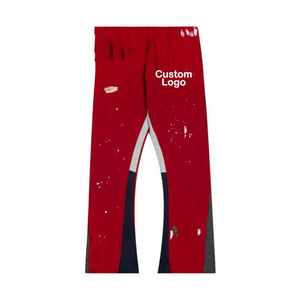 450Gsm épais nouveau Vintage décontracté personnaliser Logo hommes pantalons évasés 100% coton taille haute pantalons de survêtement Splash pantalon - Product Image 3