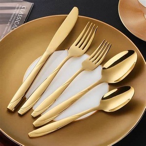 Golden New Design <strong>Cutlery</strong> Set Flatware Metal Item Tabletop Occasion Set of 4 <strong>Used</strong> in Parties by United Handicrafts