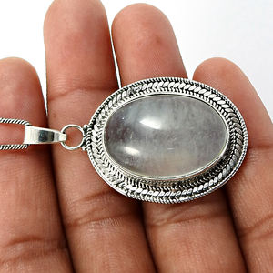 Colgantes gruesos de forma ovalada de Plata de Ley 925 aguamarina Natural, joyería de piedra natal fina hecha a mano, colgantes atractivos para mujer - Product Image 3