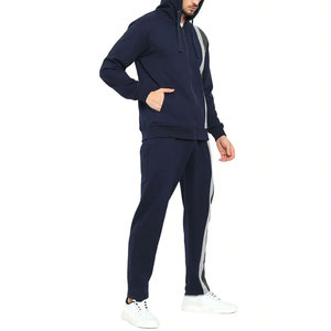 Ensemble de survêtements de course pour hommes, tenue de sport deux pièces avec veste zippée à manches longues et pantalon pour la gymnastique - Product Image 2