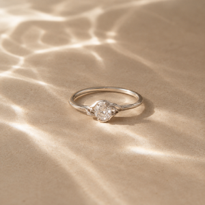 Platinum Rhodium Plated Promise <b>Ring</b> with Bezel Set Zircon Stone for Wedding and <b>Couple</b> - Product Image 4