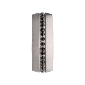 <b>Titanium</b> Prong Set <b>Black</b> Gem <b>Ring</b> Streamline Comfort Fit with Resizable Inlay and Plating Craft for Wedding - Product Image 3