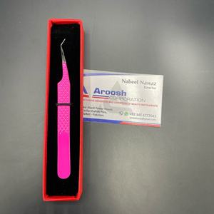 Pinzas de extensión de pestañas moradas sostenibles de 45 grados al por mayor agarre de diamante profesional de acero inoxidable con punta puntiaguda - Product Image 3