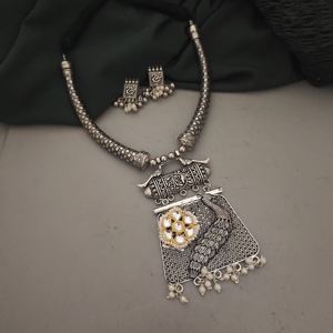 Best-Selling High-Grade Oxidised Peacock Traditional Hasli Necklace & <b>Earrings</b> <b>Set</b> Premium Quality Direct from Indian Supplier - Product Image 1