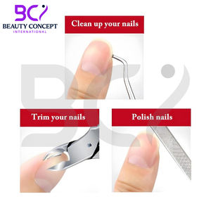 Coupe-ongles en acier inoxydable avec poignées rainurées, capuchon en plastique, lame courbée, ouverture large, professionnel, durable, pour podologie - Product Image 3