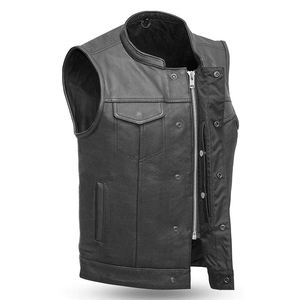 Abrigo de cintura de moda de cuero para hombre más vendido con cierre de cremallera frontal de doble botonadura a la venta - Product Image 1