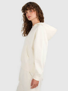 Nuevo diseño al por mayor logotipo personalizado Beige mujer pulóver gota hombro Sudadera con capucha antiarrugas y transpirable sudaderas en blanco para mujer - Product Image 5