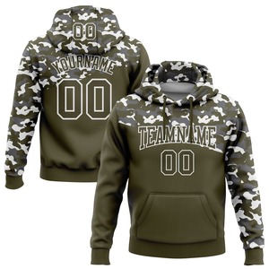 Industrie directe en gros 3D brodé personnalisé cousu camouflage olive-acier gris 3D sport pull sweat à capuche - Product Image 1