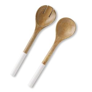 Juego de servidor de ensalada de madera de la mejor calidad india con mango de resina blanca para juegos de mesa de cocina cuchara y tenedor para comer alimentos - Product Image 3