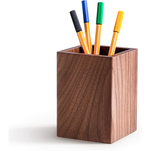 Creative Walnut Wood Pen Pencil Holder for <b>Desk</b> Large Square Design Wooden Stand <b>Desk</b> Organizer in Low Price - Product Image 1