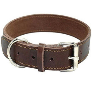 Collar de perro de cuero de vaca 100% de piel de vaca Premium para mascotas de todos los tamaños con costuras de borde fuerte y herrajes antioxidantes de acero inoxidable - Product Image 2