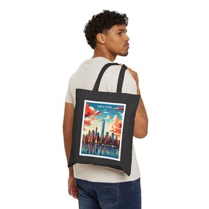 Customizable Eco Friendly Heavy Duty Classic Cotton Canvas Tote Bags with Country Theme Print Accessories Holder - Product Image 4