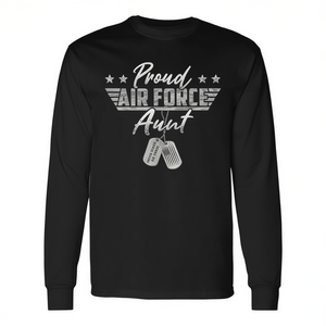 Camiseta de manga larga de la Fuerza Aérea de EE. UU. para tía, diseño a juego para la familia militar, celebra las promociones con la familia orgullosa - Product Image 2