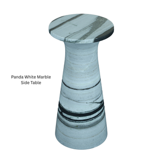 Table d'appoint en marbre blanc Panda exotique, table sculpturale moderne faite à la main, table d'appoint de luxe, table de chevet pour chambre à coucher, salon - Product Image 2