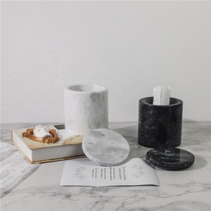 Pot de bougie en marbre noir fait à la main Conteneur de luxe décoratif pour l'ambiance de la maison et du spa - Product Image 4