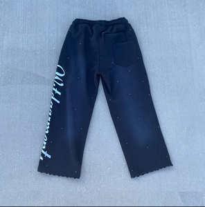 กางเกงวอร์มสำหรับผู้ชายผ้าคอตตอนเทอร์รี่สโตนผ้าปักลาย - Product Image 4