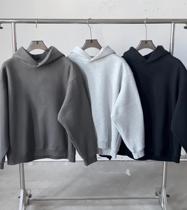 Sweat à capuche court surdimensionné en coton lourd pour hommes de haute qualité sans cordon sans poche sweat teint uni pour l'hiver - Product Image 6