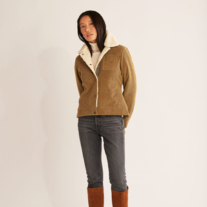 Top Selling Custom Made <b>Ladies</b> <b>Corduroy</b> <b>Jackets</b> with Fur Liner Turn Collar Street Fashion Wear Coats Cotton Filled - Product Image 4