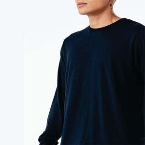 Airlume-Camiseta de manga larga Unisex, Camisa de algodón 50% rayón 25%, sólida, azul marino, Triblend, 25% poliéster, 3,8 - Product Image 5