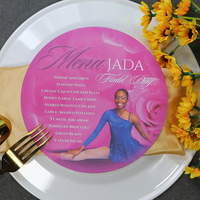 Menú de Papel Redondo Rosa Personalizado para Bodas, Tarjeta de Quinceañera, Diseño Personalizado, Tarjeta de Invitación de Boda de Papel, Menú para Baby Shower
