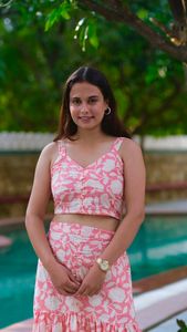 Ensemble haut court imprimé jupe Maxi pour femmes, élégant, tendance, décoration vintage, taille XS, tissu, court, long - Product Image 4