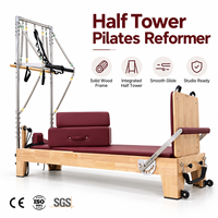 Reformer Pilates en bois pour l'équilibre corporel, équipement de fitness pour studio et salle de sport, Reformer Pilates en chêne avec demi-tourneuse