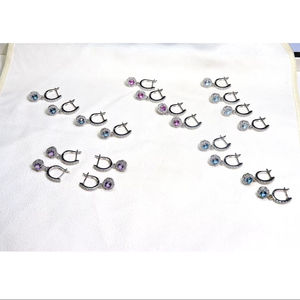 Boucles d'oreilles en argent 925 avec pierres précieuses rondes de 5 mm : Topaze bleue de Londres, Topaze bleue ciel, Améthyste, Topaze bleue suisse et Saphir rose de laboratoire - Product Image 1
