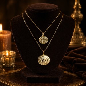 Collar con Medalla de <span class=keywords><strong>San</strong></span> <span class=keywords><strong>Benito</strong></span> en Acero Inoxidable Chapado en Oro de 18K al por Mayor para Mujer, Joyería Religiosa con Colgante de <span class=keywords><strong>San</strong></span> <span class=keywords><strong>Benito</strong></span> - Product Image 2