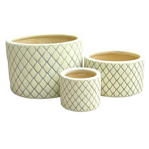 Pot de fleurs rond en céramique avec finition émaillée, design minimaliste - Utilisation sur le bureau et en jardin (HG 14-1244/3) - Product Image 1