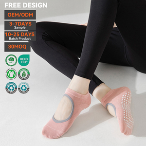 Calcetines de Yoga Antideslizantes para Mujer, Diseño OEM, de Algodón, con Silicona Antideslizante, para Pilates, con Logotipo Personalizado, para Entrenamiento en Estudio y Deportes - Product Image 1