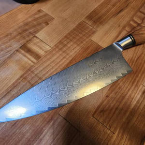 Couteau de chef professionnel en acier inoxydable fait à la main de haute qualité couteau de cuisine à manche en bois d'olivier. - Product Image 6