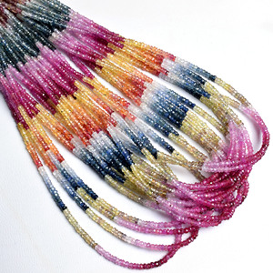 2025 bán buôn Nhà cung cấp của tự nhiên đa Sapphire Ruby Emerald mặt rondelle hạt 3 mét đồ trang sức làm Loose đá quý hạt - Product Image 2